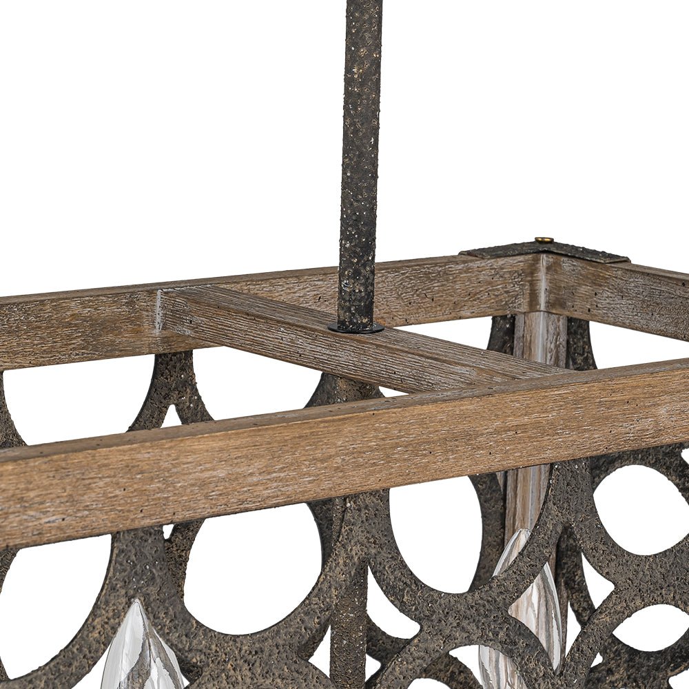 Ljomuvum Farmhouse Antique Linear Wood Chandelier