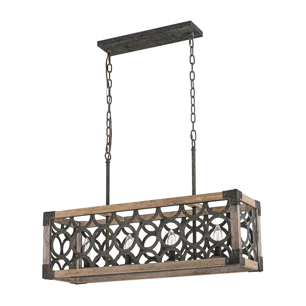 Ljomuvum Farmhouse Antique Linear Wood Chandelier