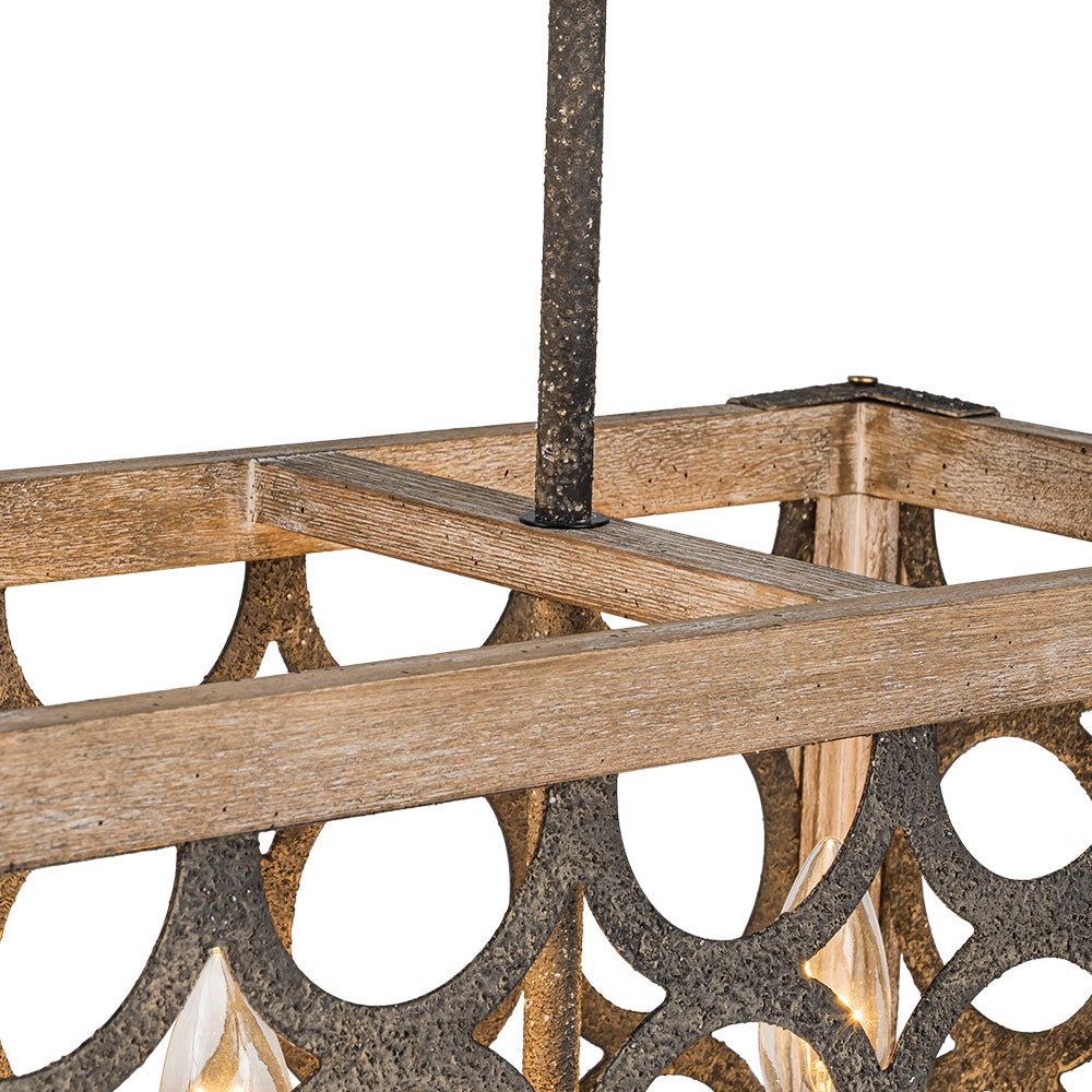Ljomuvum Farmhouse Antique Linear Wood Chandelier