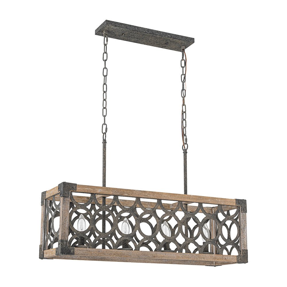 Ljomuvum Farmhouse Antique Linear Wood Chandelier