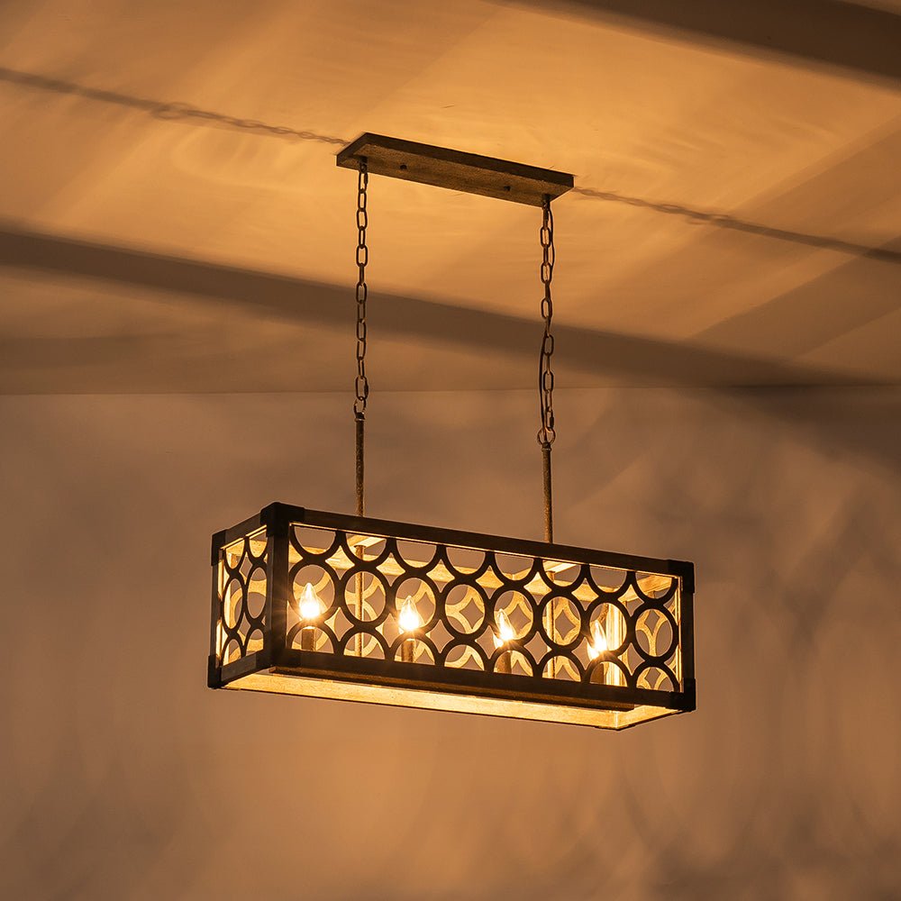 Ljomuvum Farmhouse Antique Linear Wood Chandelier