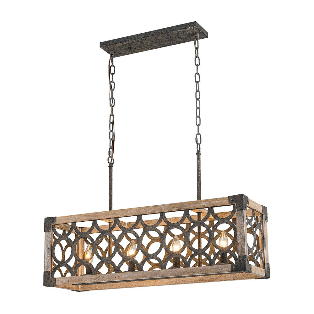 Ljomuvum Farmhouse Antique Linear Wood Chandelier