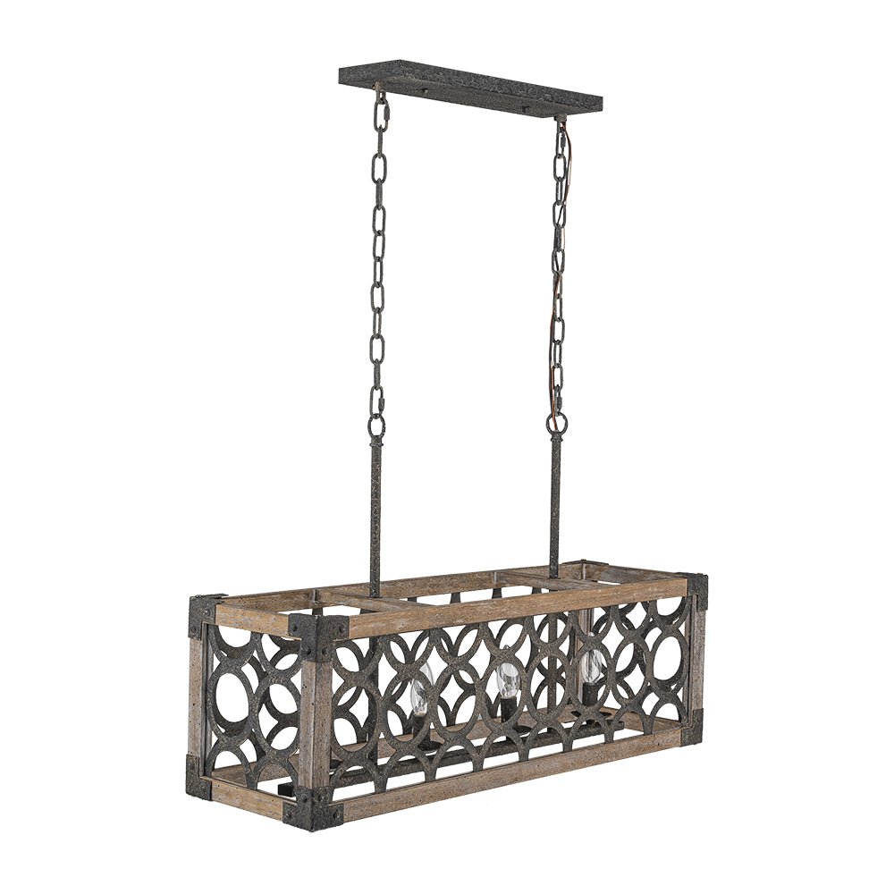 Ljomuvum Farmhouse Antique Linear Wood Chandelier