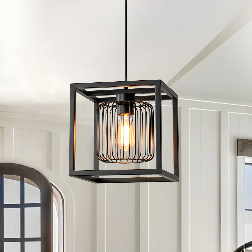 Vatnuva Farmhouse Dual Square Metal Lantern Pendant Light