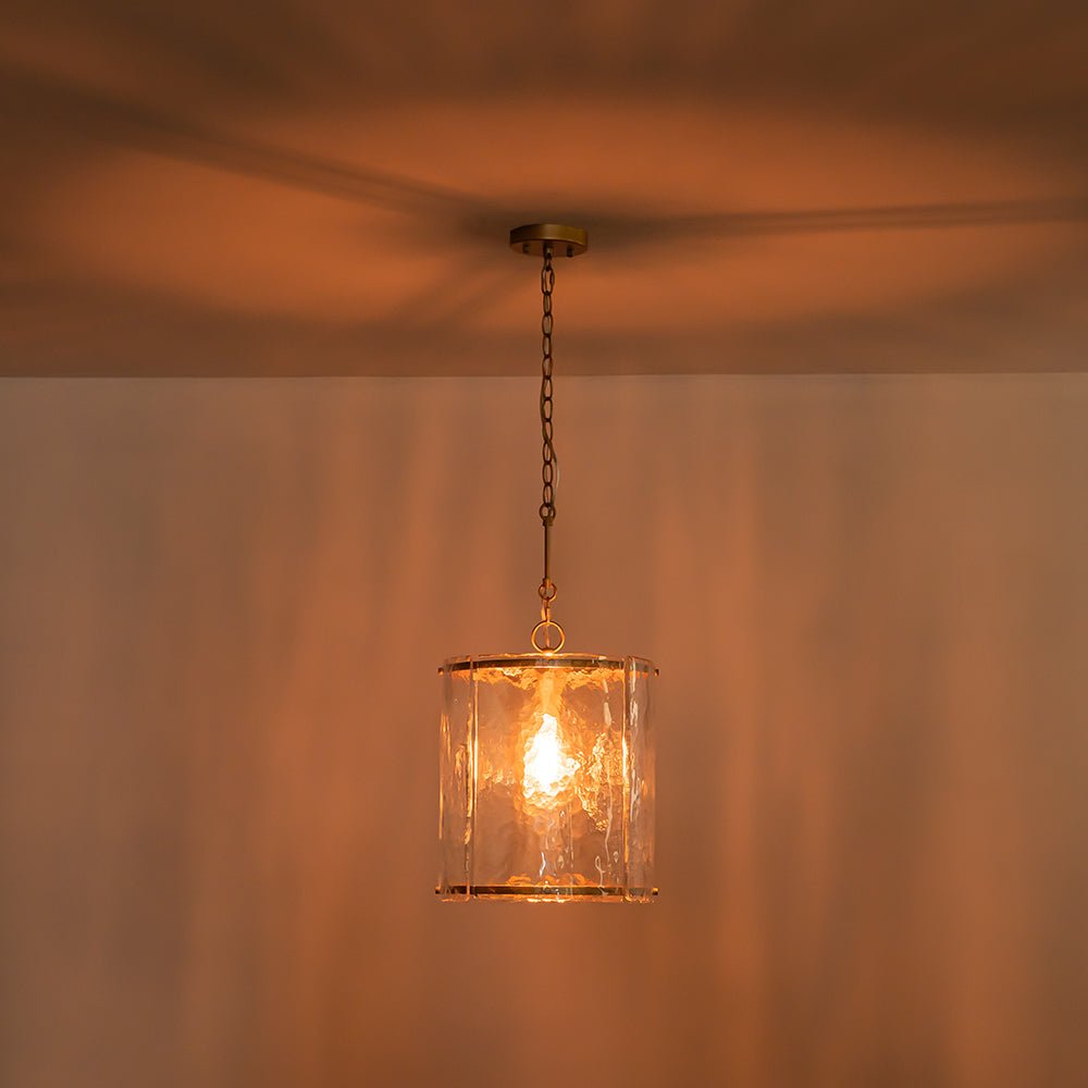 Glant Minimalist Glass Cylinder Cage Pendant