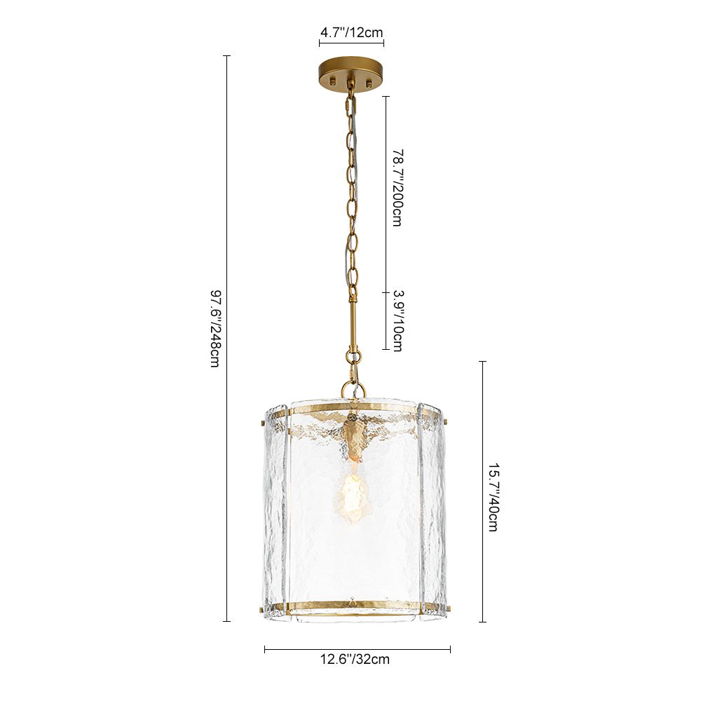 Glant Minimalist Glass Cylinder Cage Pendant
