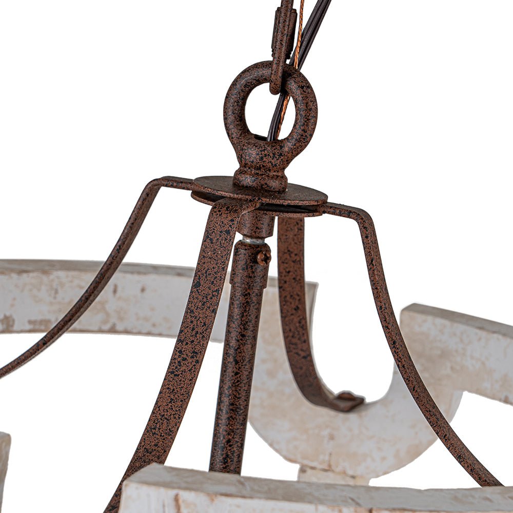 Noreli Farmhouse Wood Cylinder Pendant Light