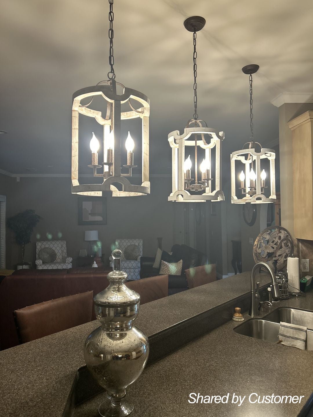 Noreli Farmhouse Wood Cylinder Pendant Light
