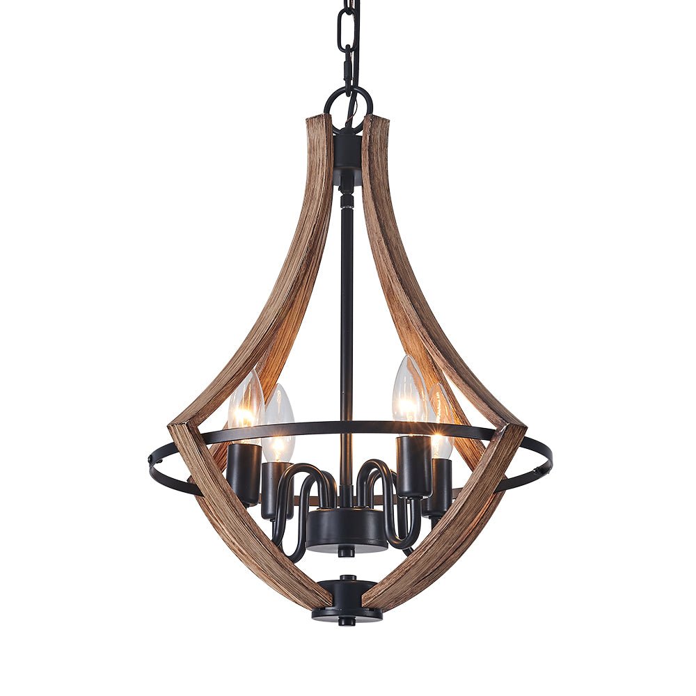 Ornulix Farmhouse Empire Wood Lantern Chandelier
