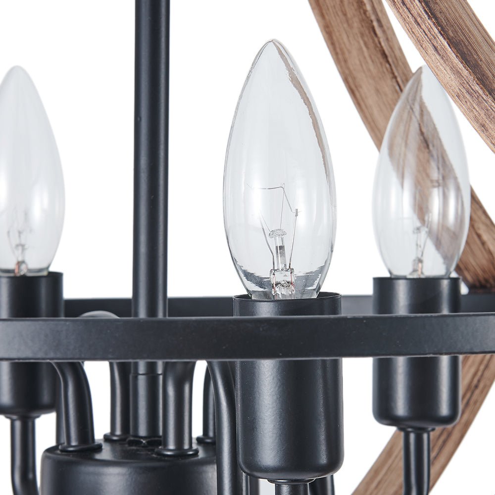 Ornulix Farmhouse Empire Wood Lantern Chandelier