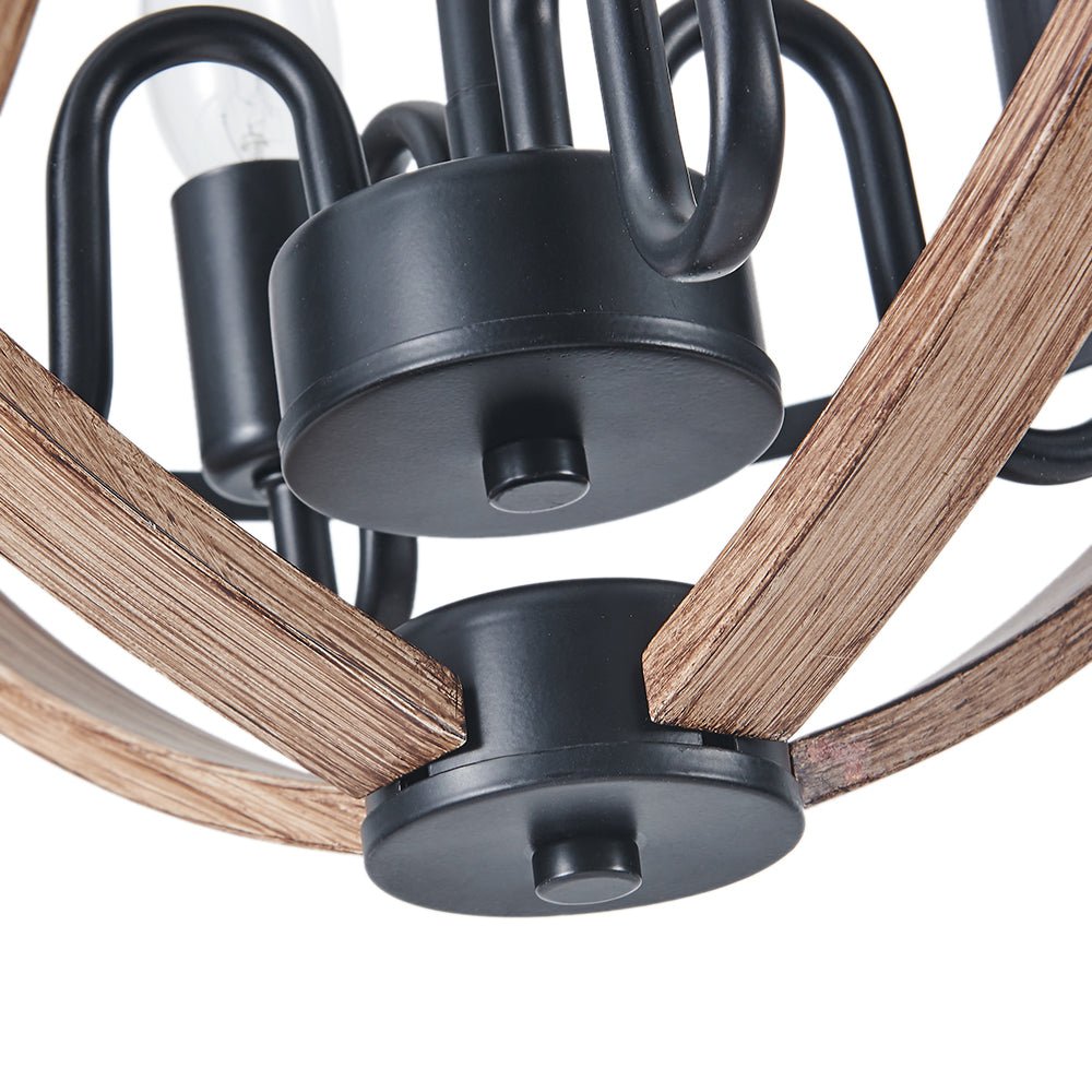 Ornulix Farmhouse Empire Wood Lantern Chandelier