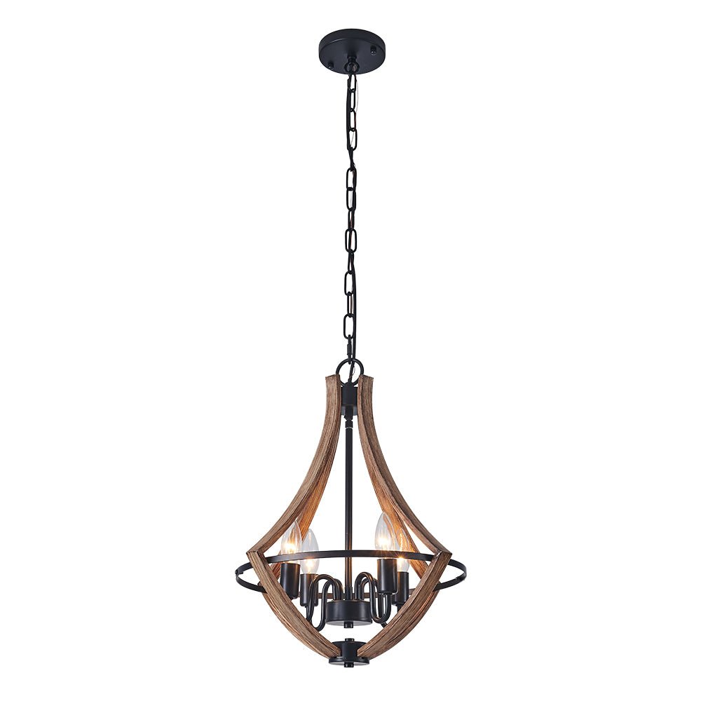 Ornulix Farmhouse Empire Wood Lantern Chandelier