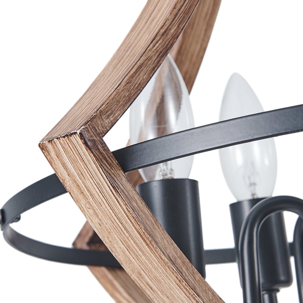 Ornulix Farmhouse Empire Wood Lantern Chandelier