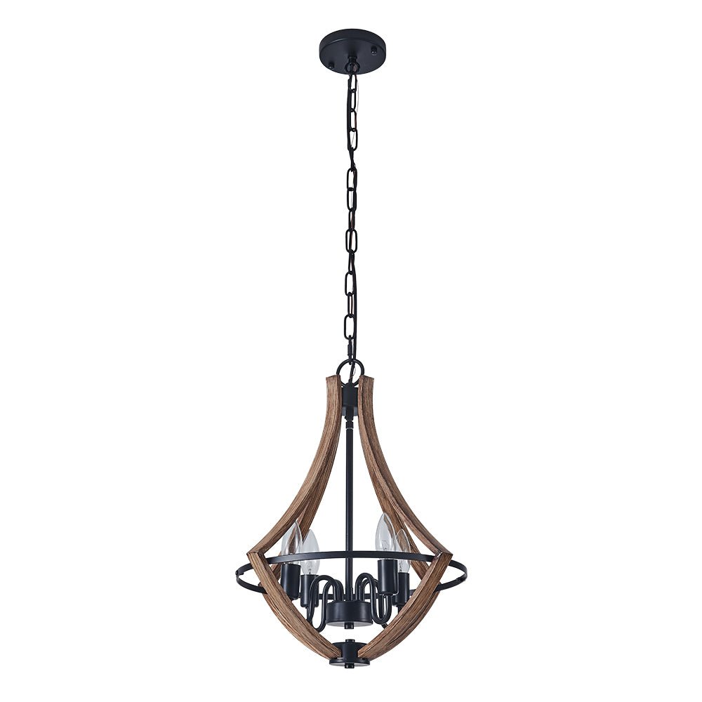Ornulix Farmhouse Empire Wood Lantern Chandelier