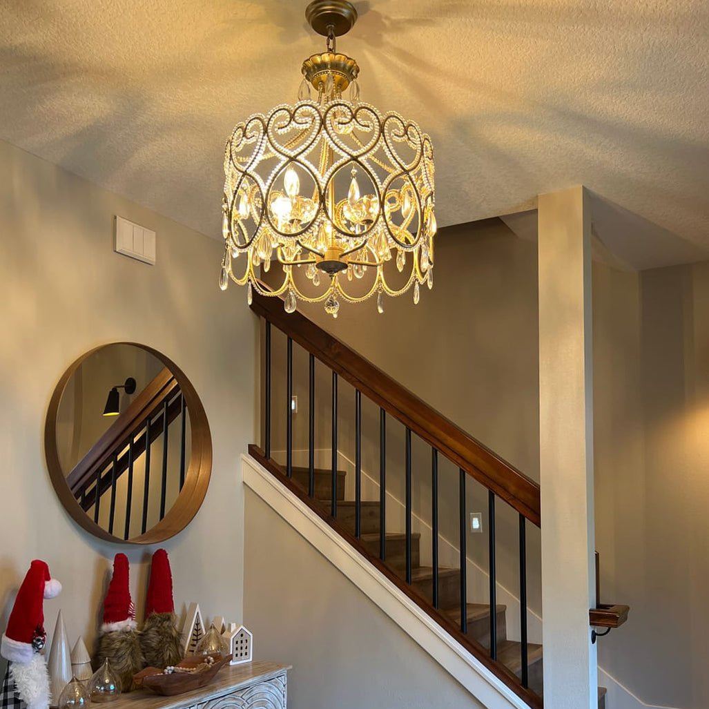 Cielo Antique Crystal Drum Chandelier
