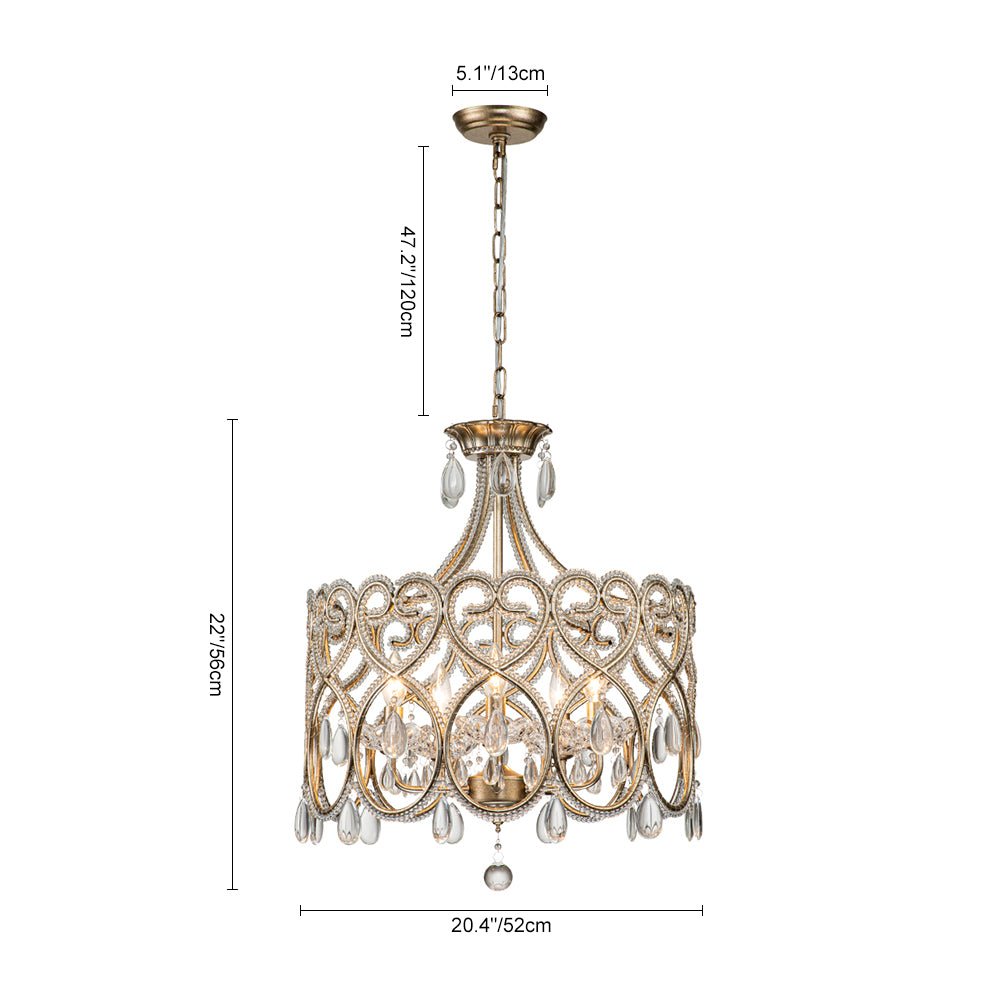 Cielo Antique Crystal Drum Chandelier