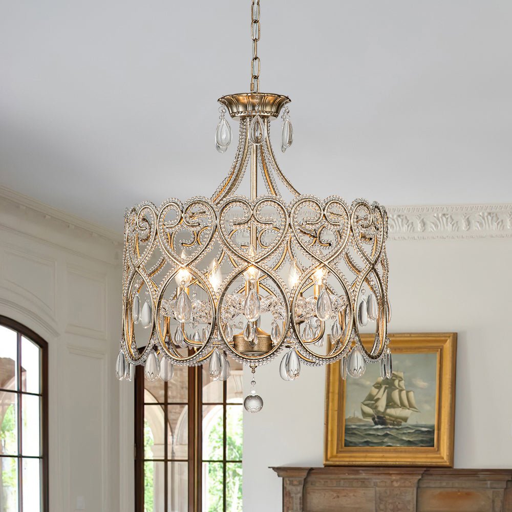 Cielo Antique Crystal Drum Chandelier