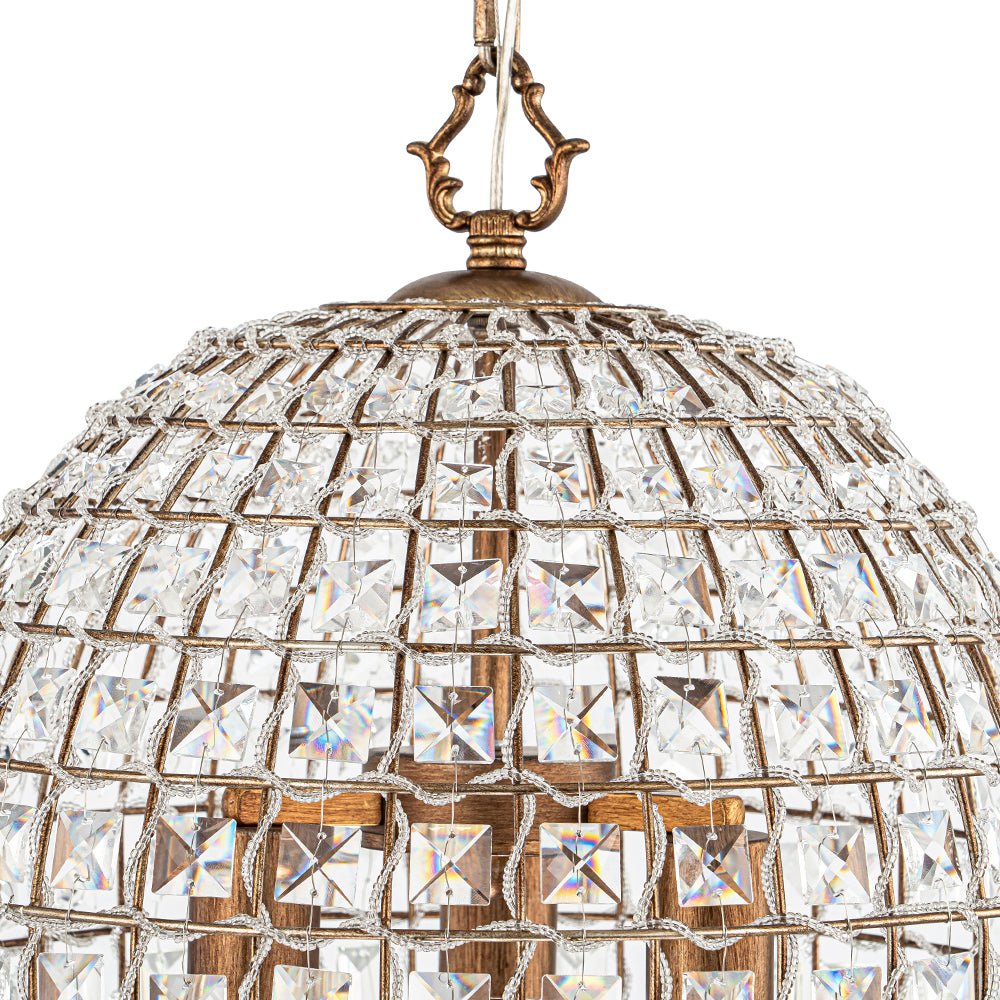 Elvora Antique Brass Crystal Chandelier