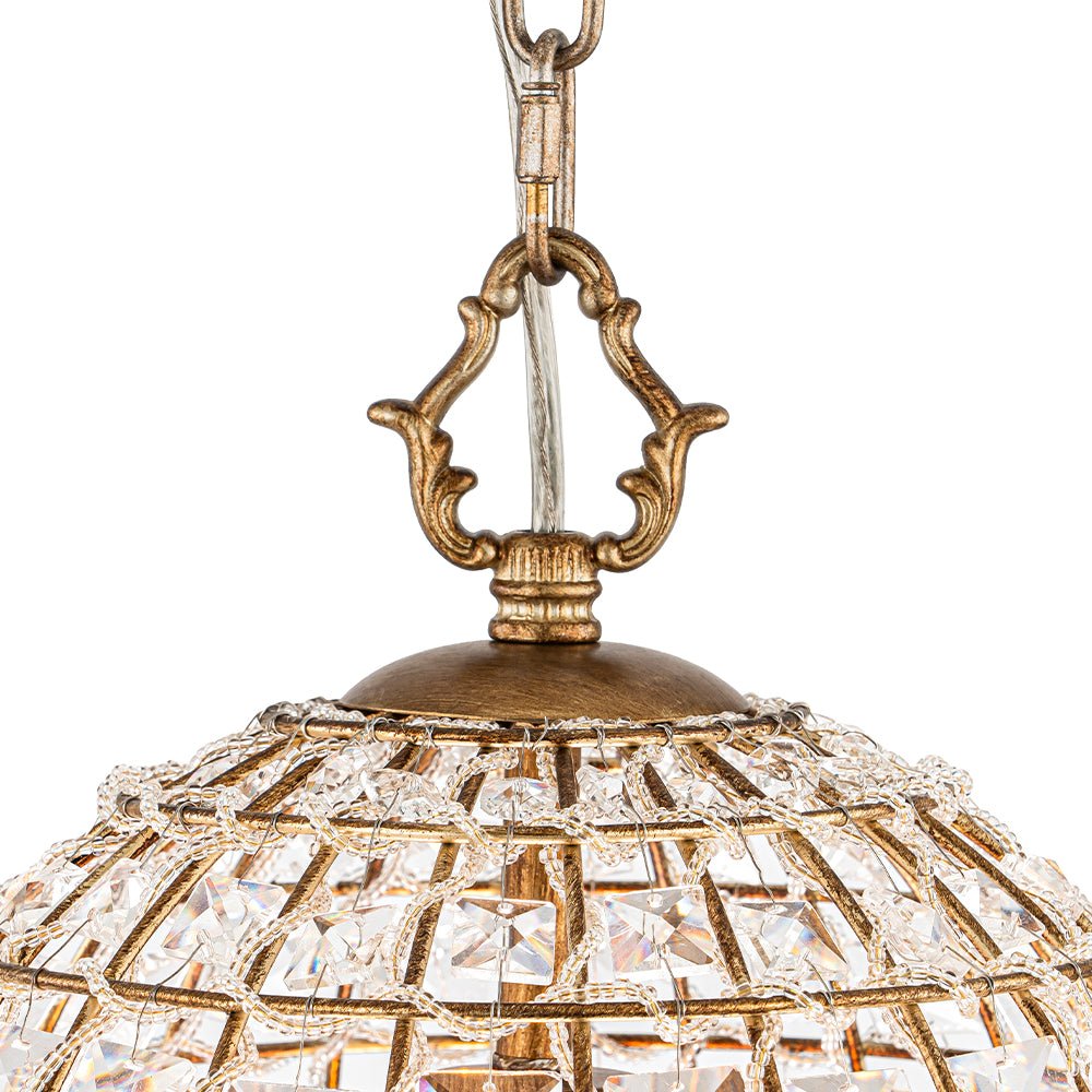 Elvora Antique Brass Crystal Chandelier