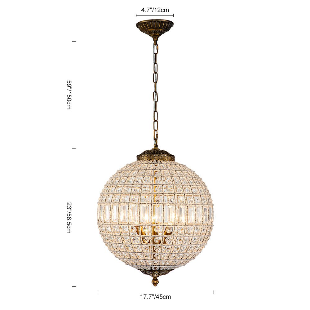 Roligt Vintage Globe Brass Crystal Chandelier