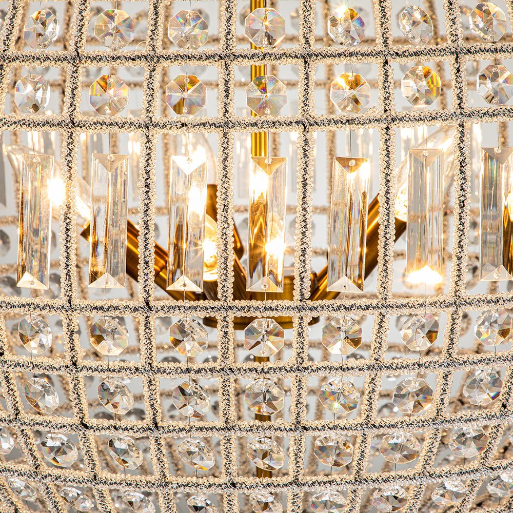 Roligt Vintage Globe Brass Crystal Chandelier