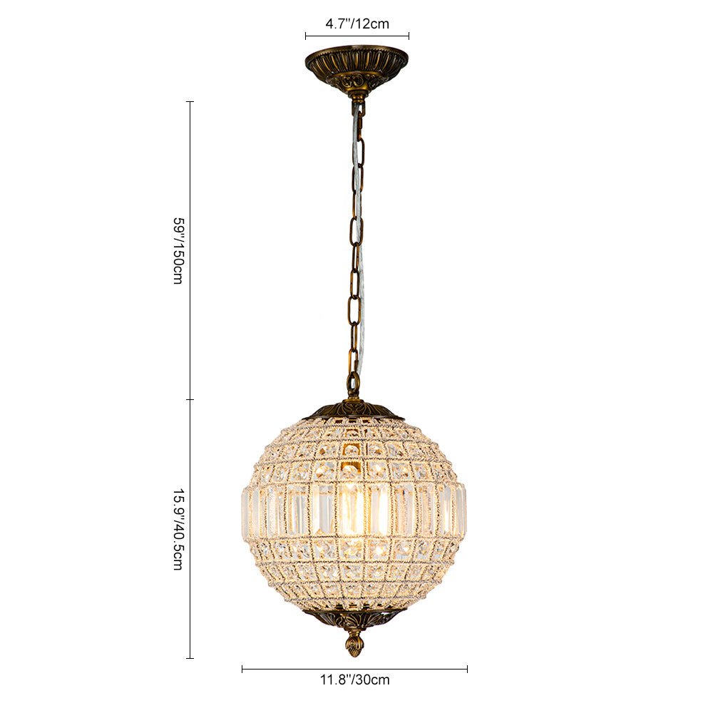 Roligt Vintage Globe Brass Crystal Chandelier