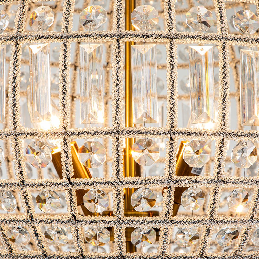 Roligt Vintage Globe Brass Crystal Chandelier