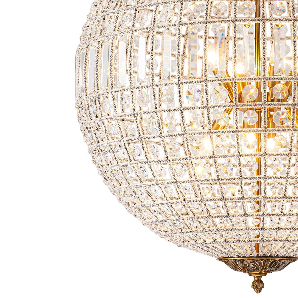 Roligt Vintage Globe Brass Crystal Chandelier