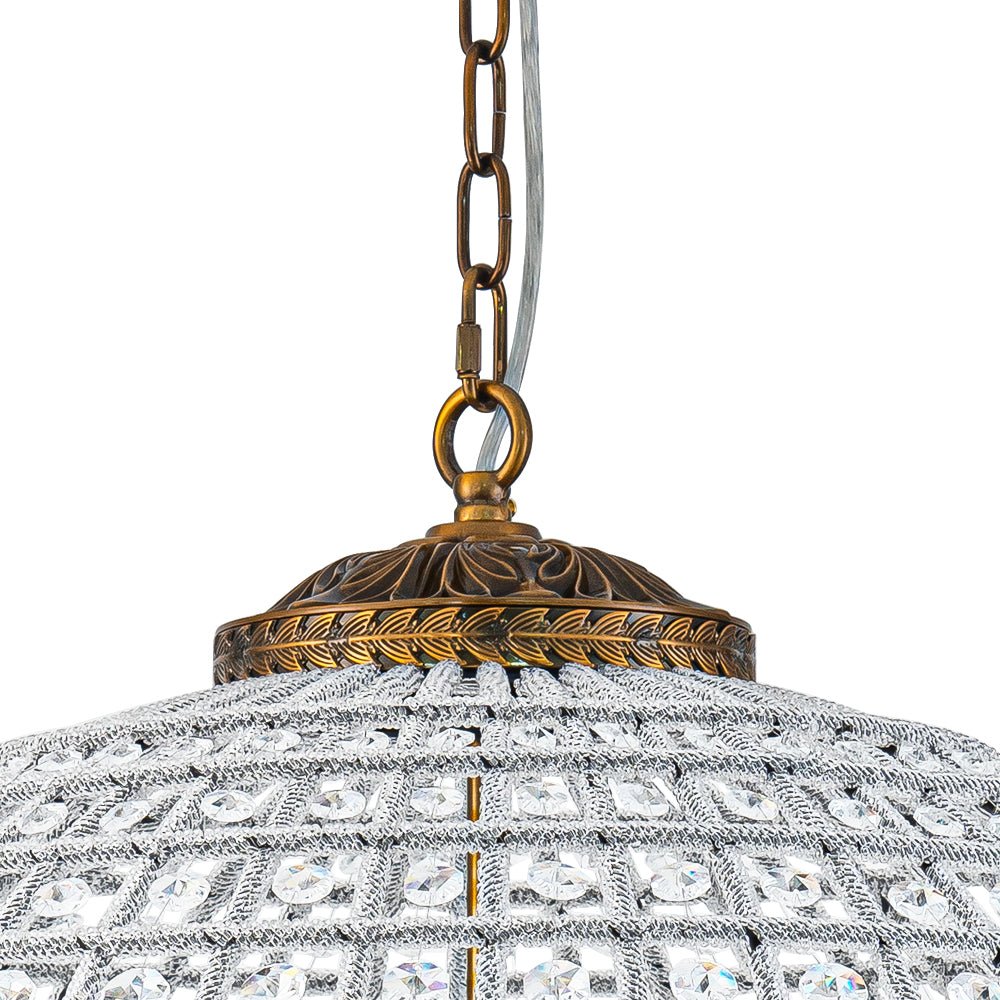 Roligt Vintage Globe Brass Crystal Chandelier