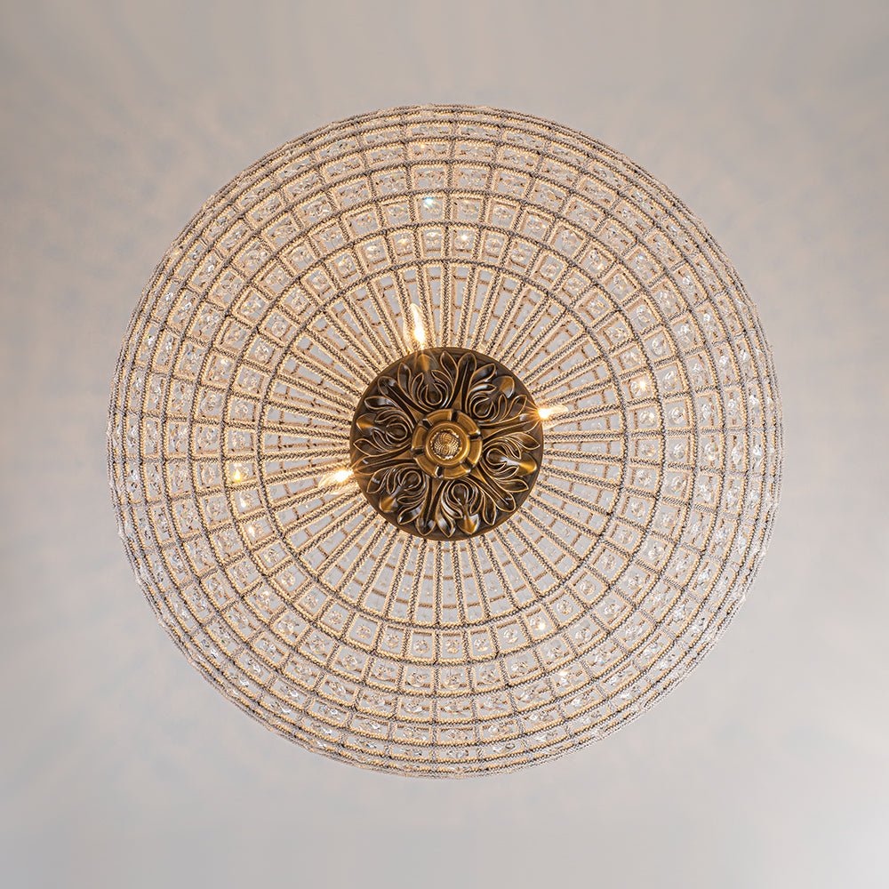Roligt Vintage Globe Brass Crystal Chandelier