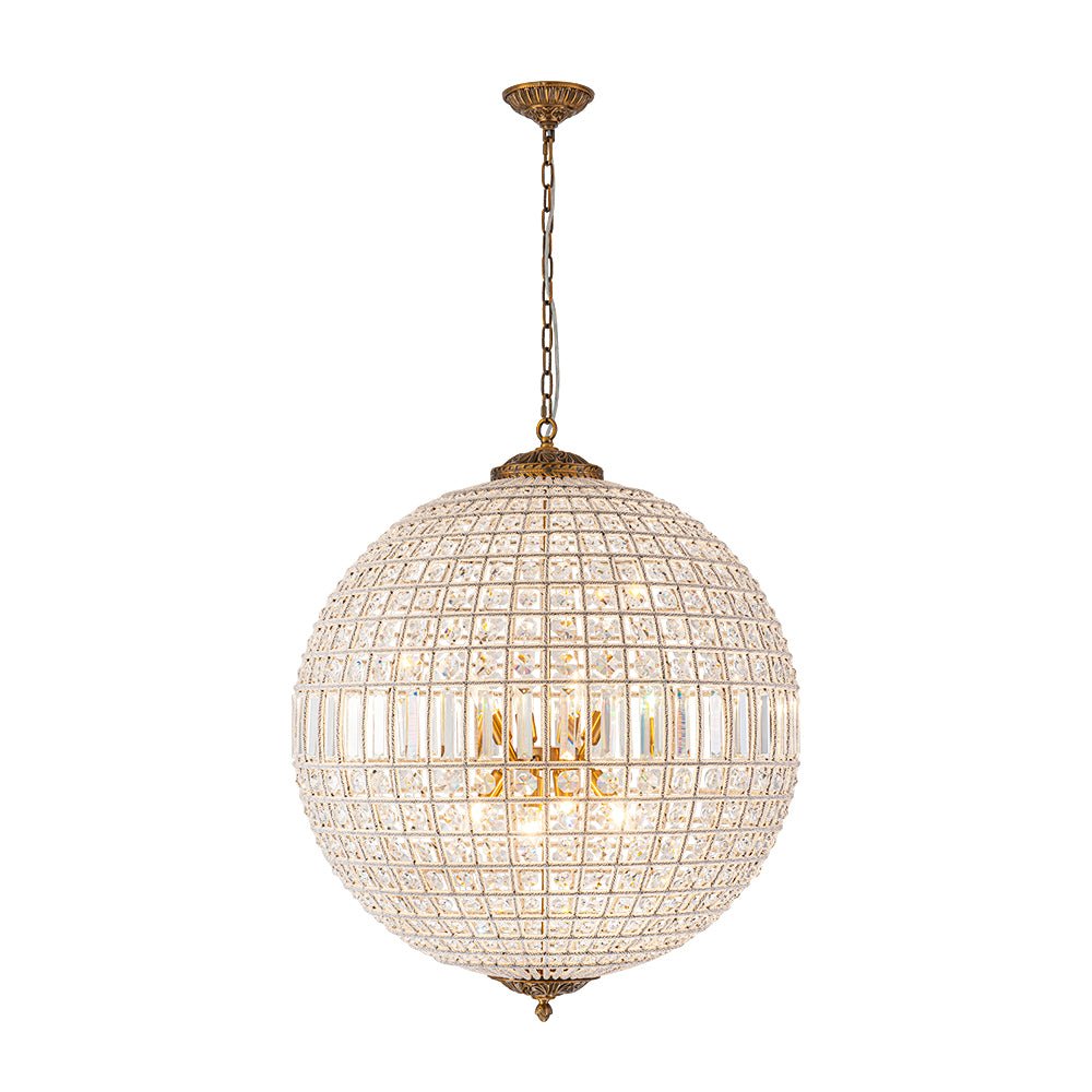 Roligt Vintage Globe Brass Crystal Chandelier