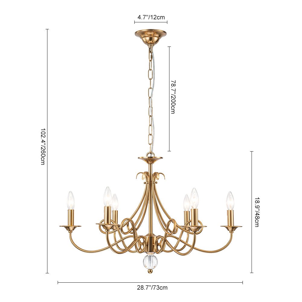 Blikuvux Classic Scrolling Candle Style Metal Chandelier