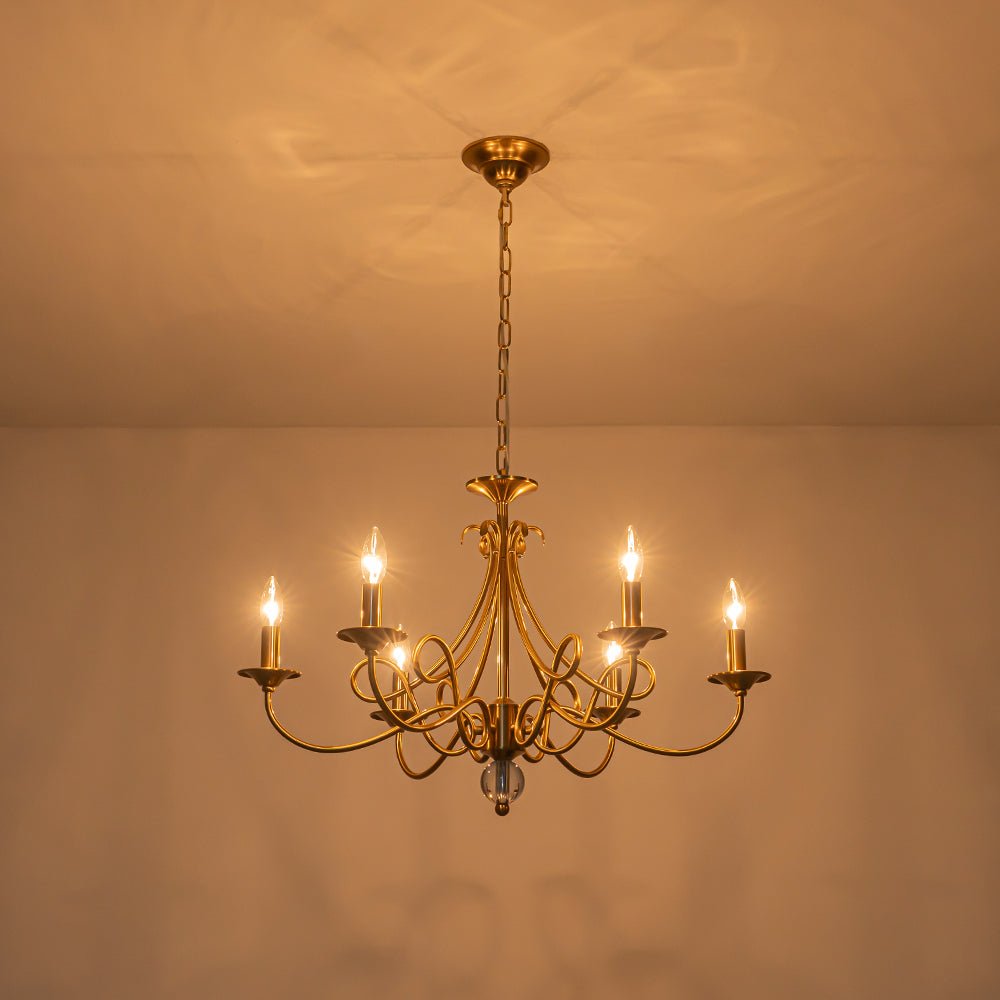 Blikuvux Classic Scrolling Candle Style Metal Chandelier