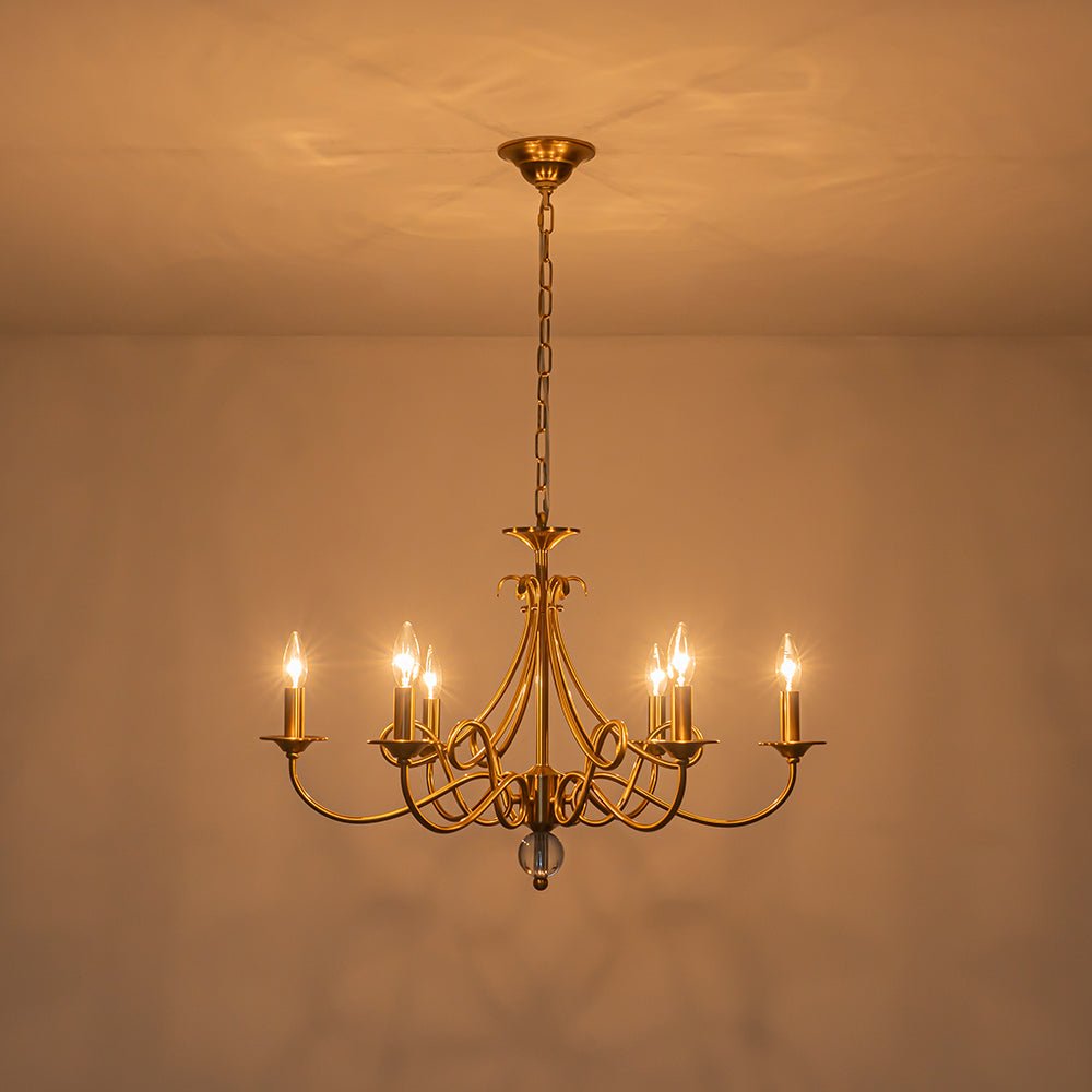 Blikuvux Classic Scrolling Candle Style Metal Chandelier