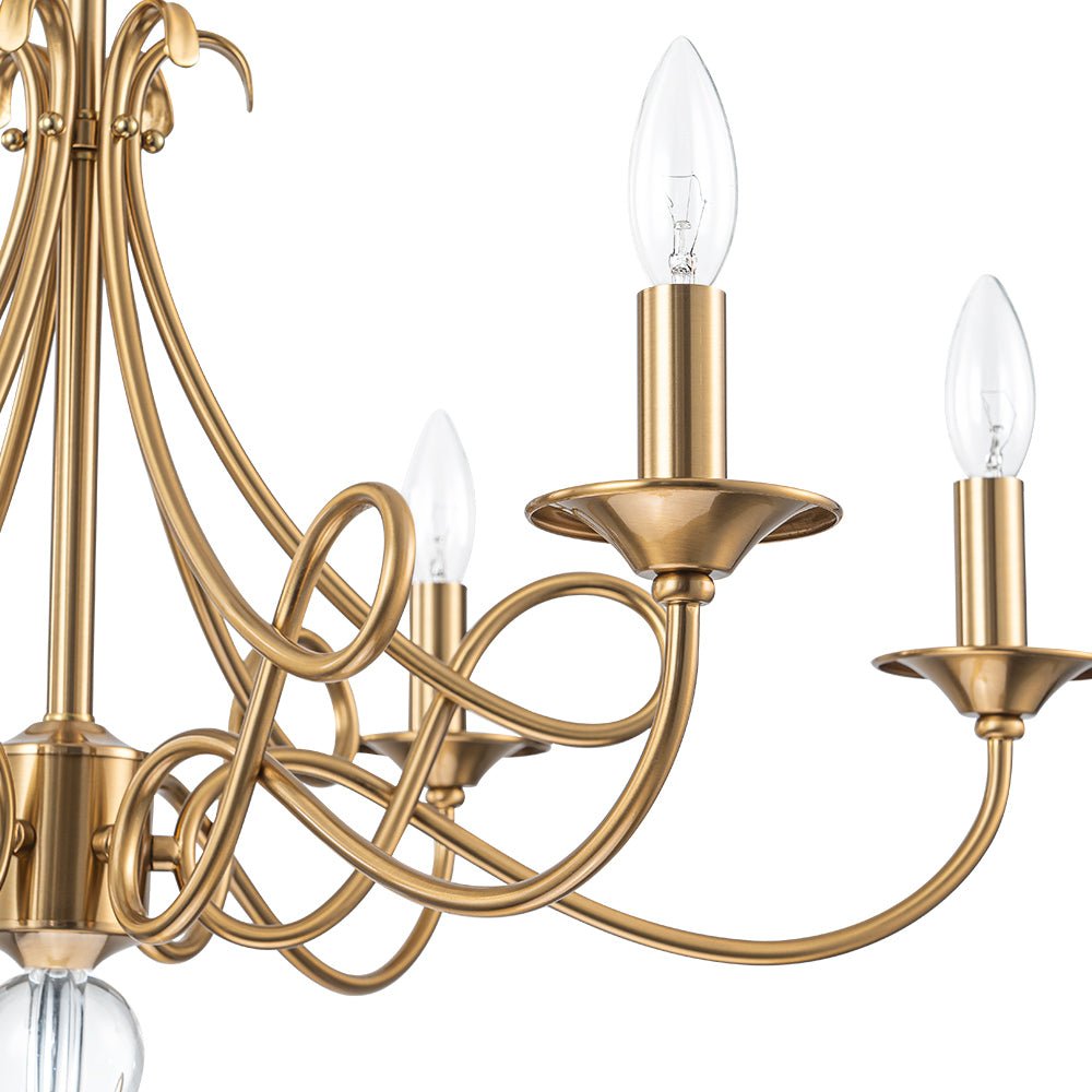 Blikuvux Classic Scrolling Candle Style Metal Chandelier