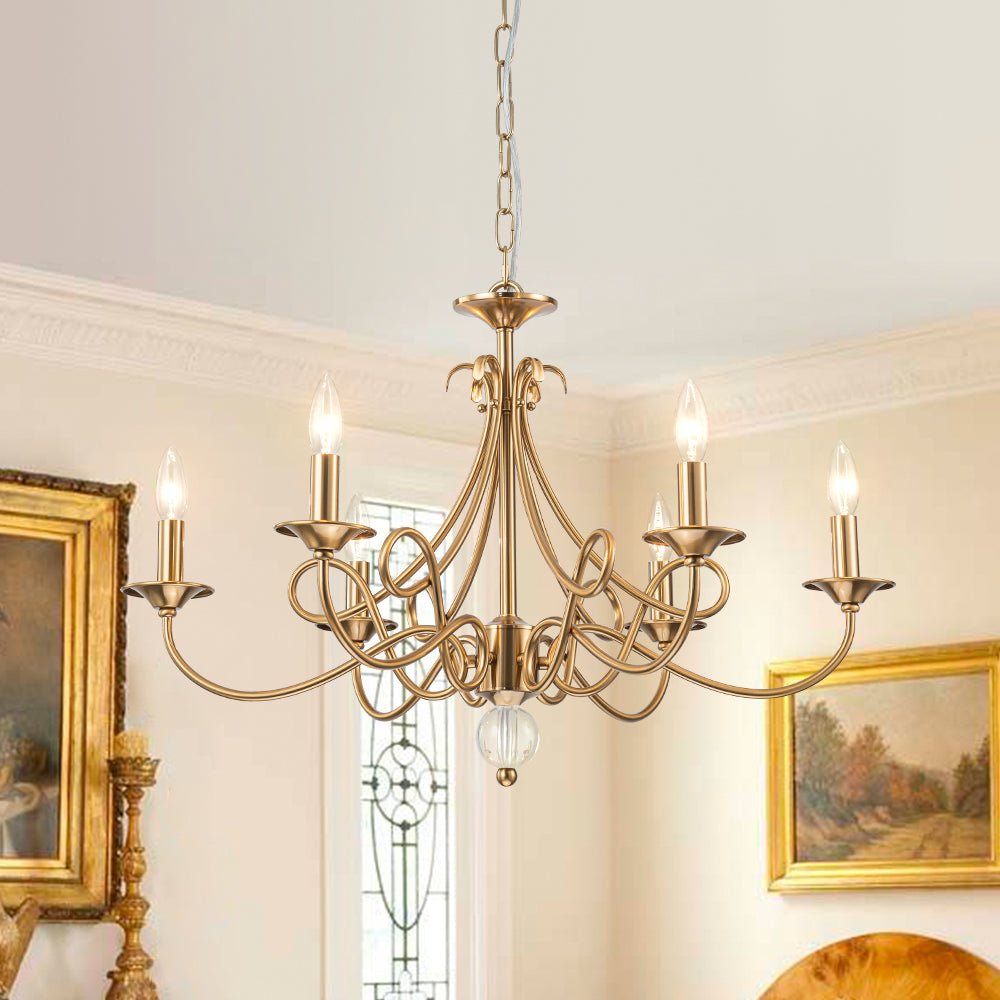 Blikuvux Classic Scrolling Candle Style Metal Chandelier