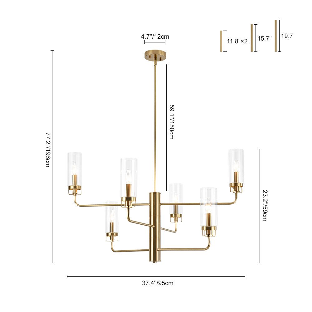 Sifuli Cylinder Ribbed Tiered Candle Glass Chandelier