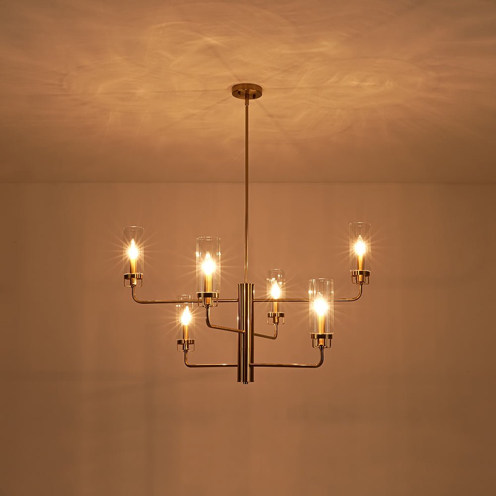 Sifuli Cylinder Ribbed Tiered Candle Glass Chandelier