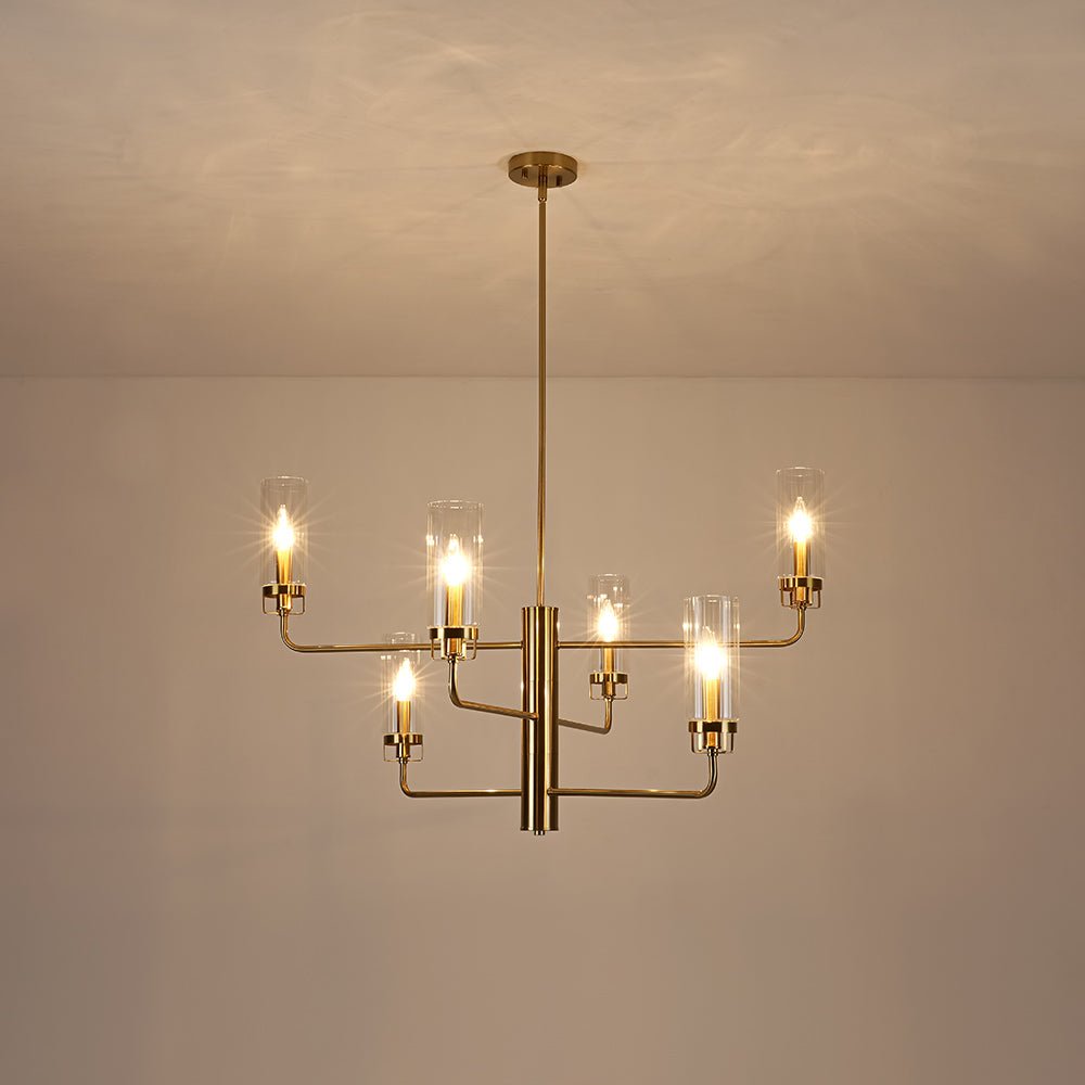 Sifuli Cylinder Ribbed Tiered Candle Glass Chandelier