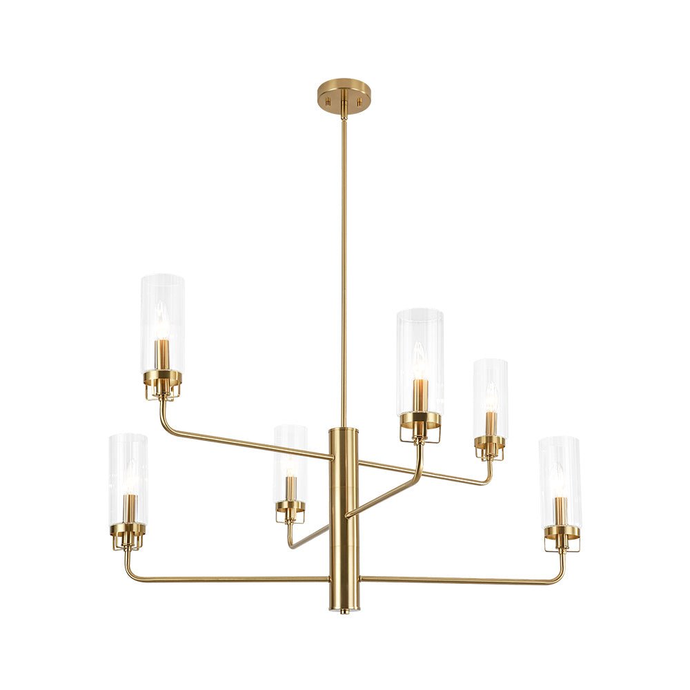 Sifuli Cylinder Ribbed Tiered Candle Glass Chandelier