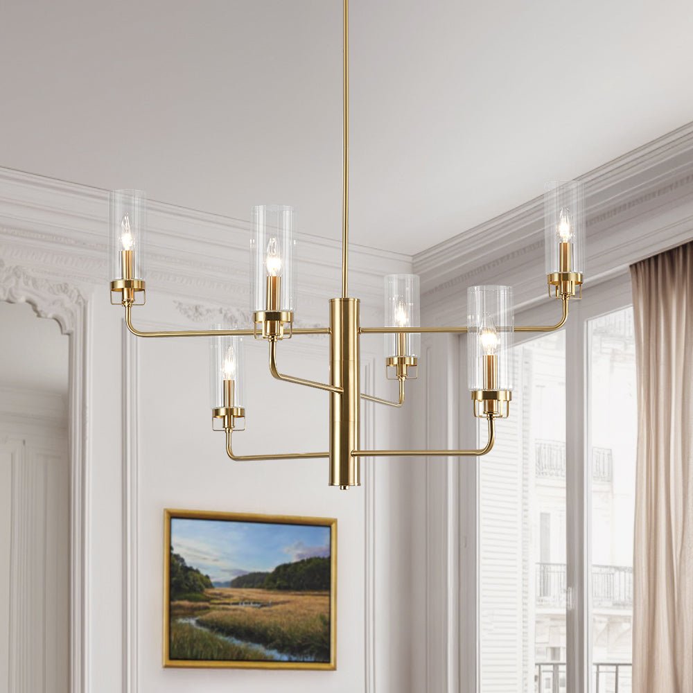 Sifuli Cylinder Ribbed Tiered Candle Glass Chandelier