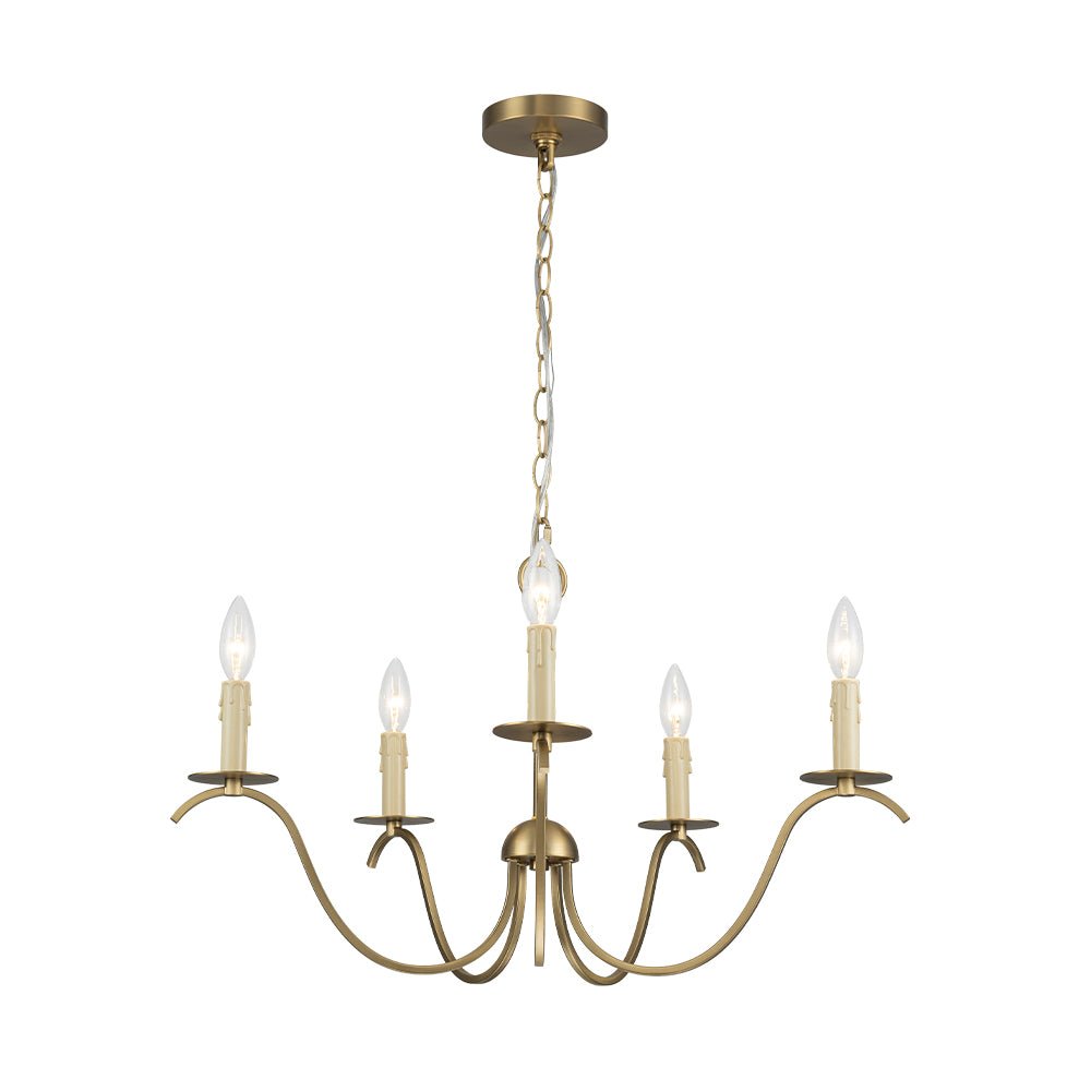 Eirikuvo Farmhouse Candle Style Brass Metal Chandelier