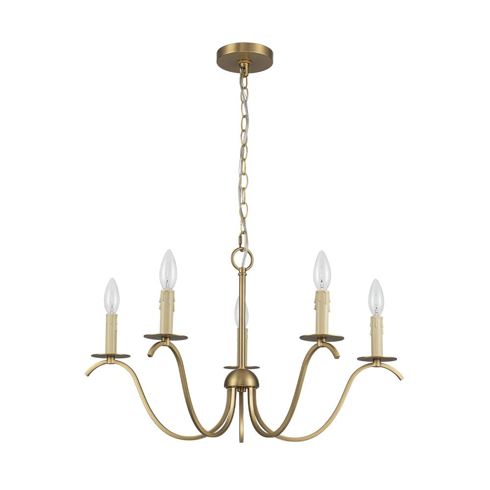 Eirikuvo Farmhouse Candle Style Brass Metal Chandelier