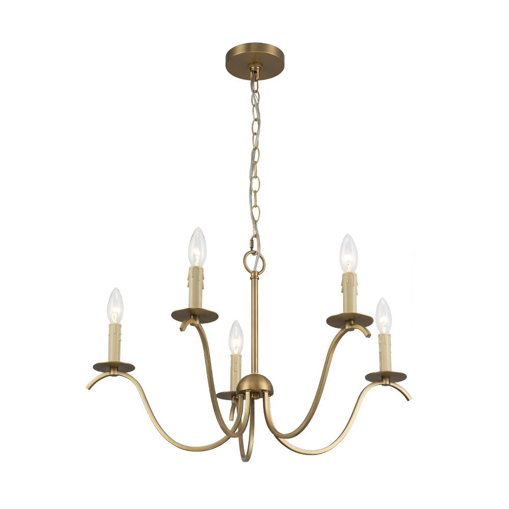 Eirikuvo Farmhouse Candle Style Brass Metal Chandelier
