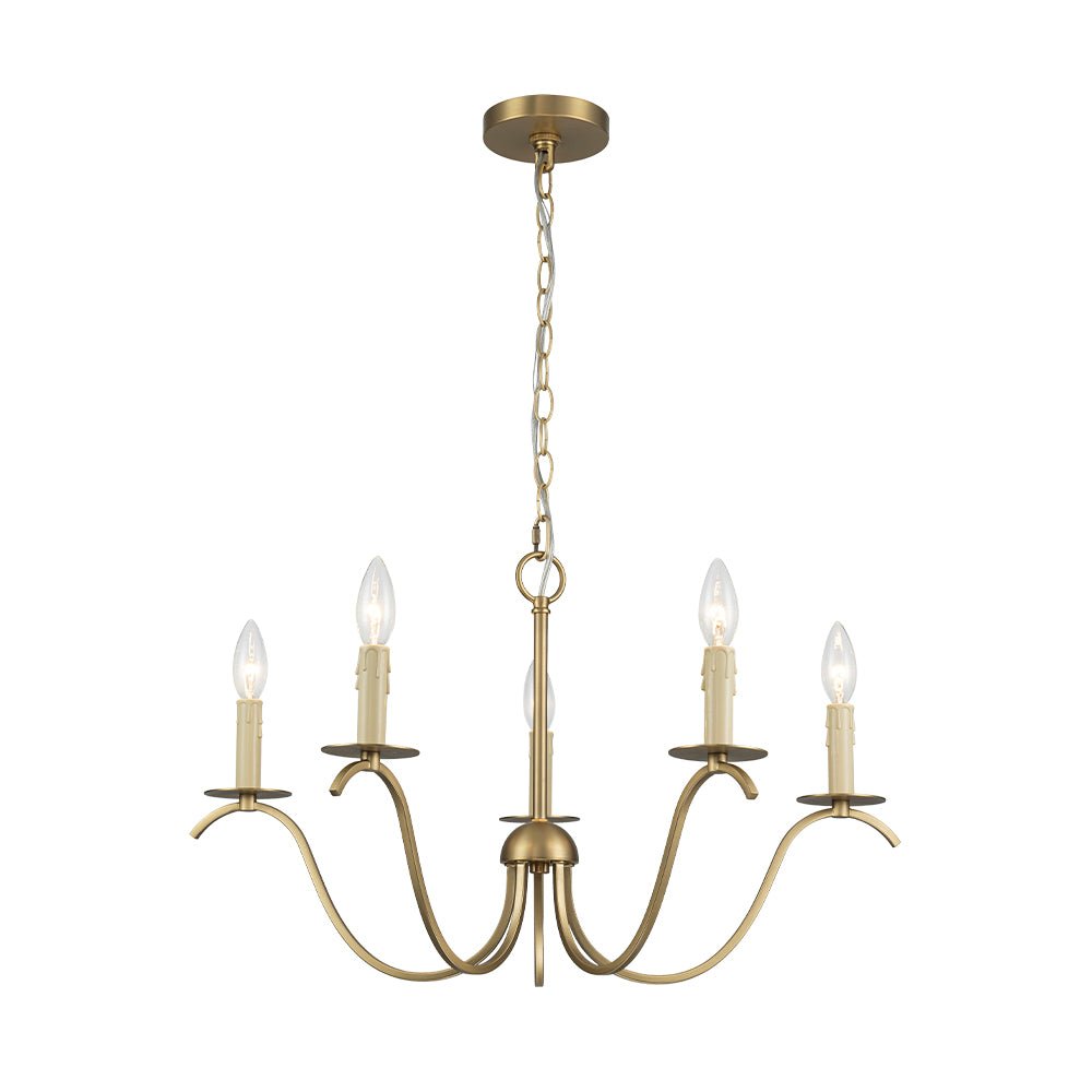 Eirikuvo Farmhouse Candle Style Brass Metal Chandelier