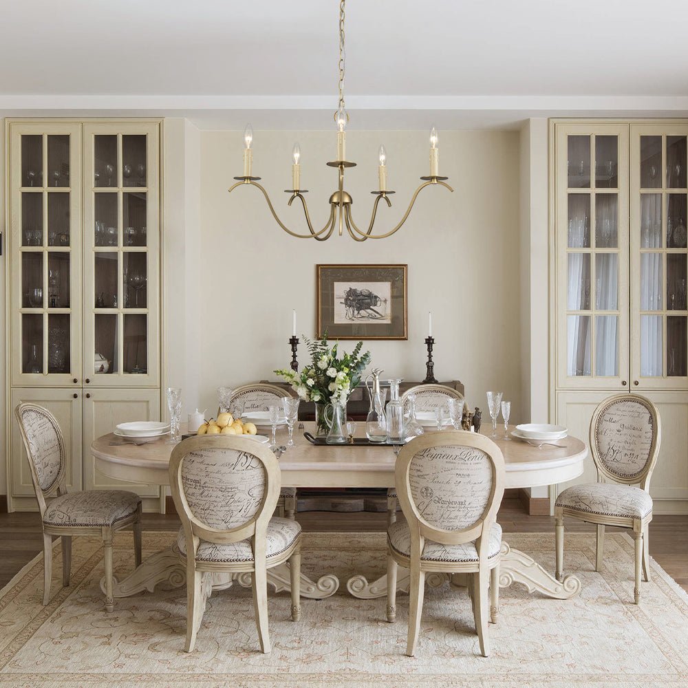 Eirikuvo Farmhouse Candle Style Brass Metal Chandelier