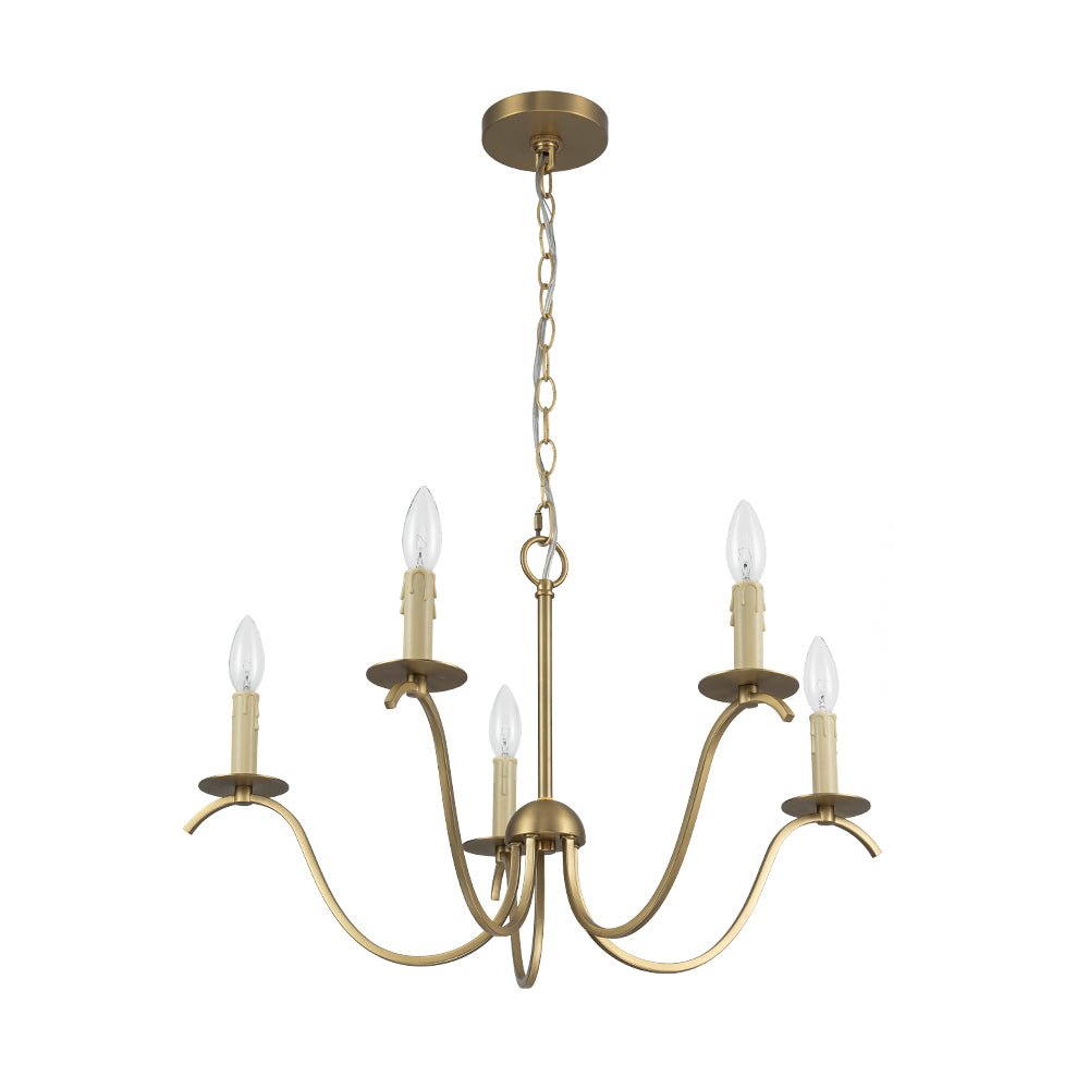 Eirikuvo Farmhouse Candle Style Brass Metal Chandelier