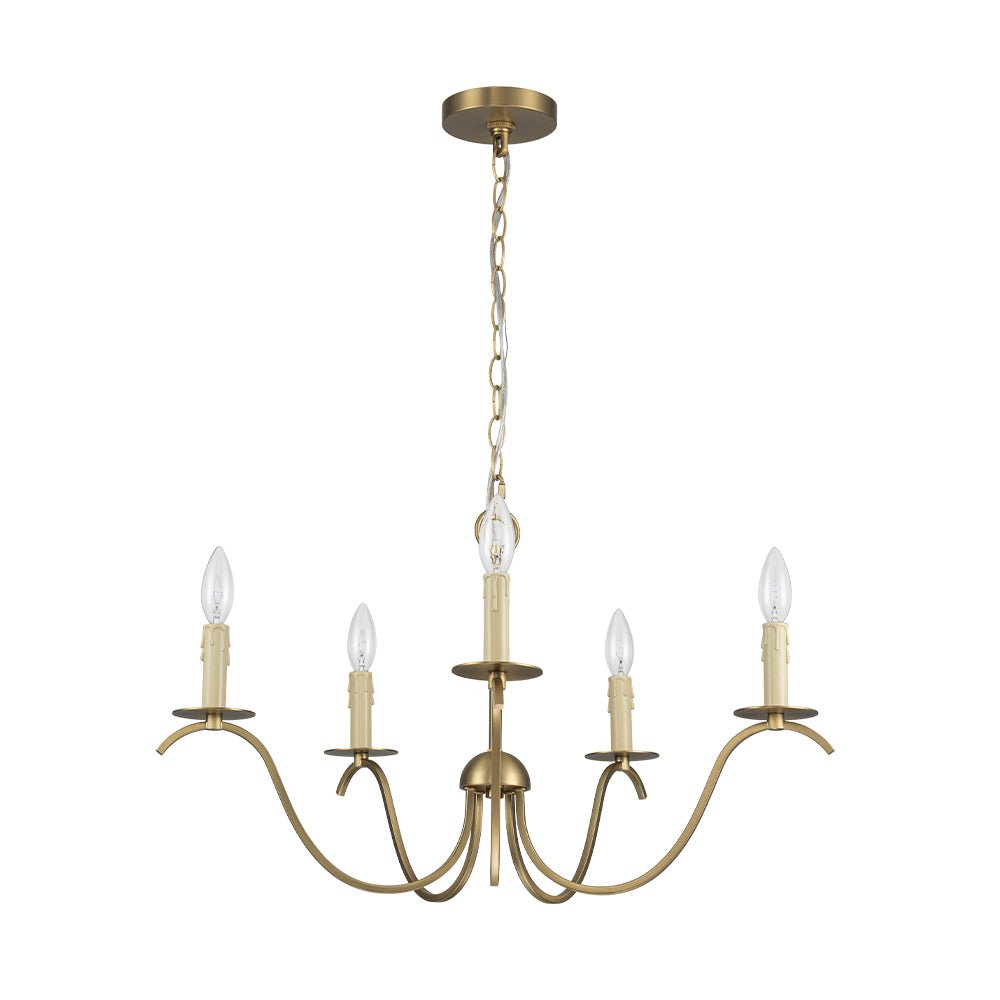 Eirikuvo Farmhouse Candle Style Brass Metal Chandelier
