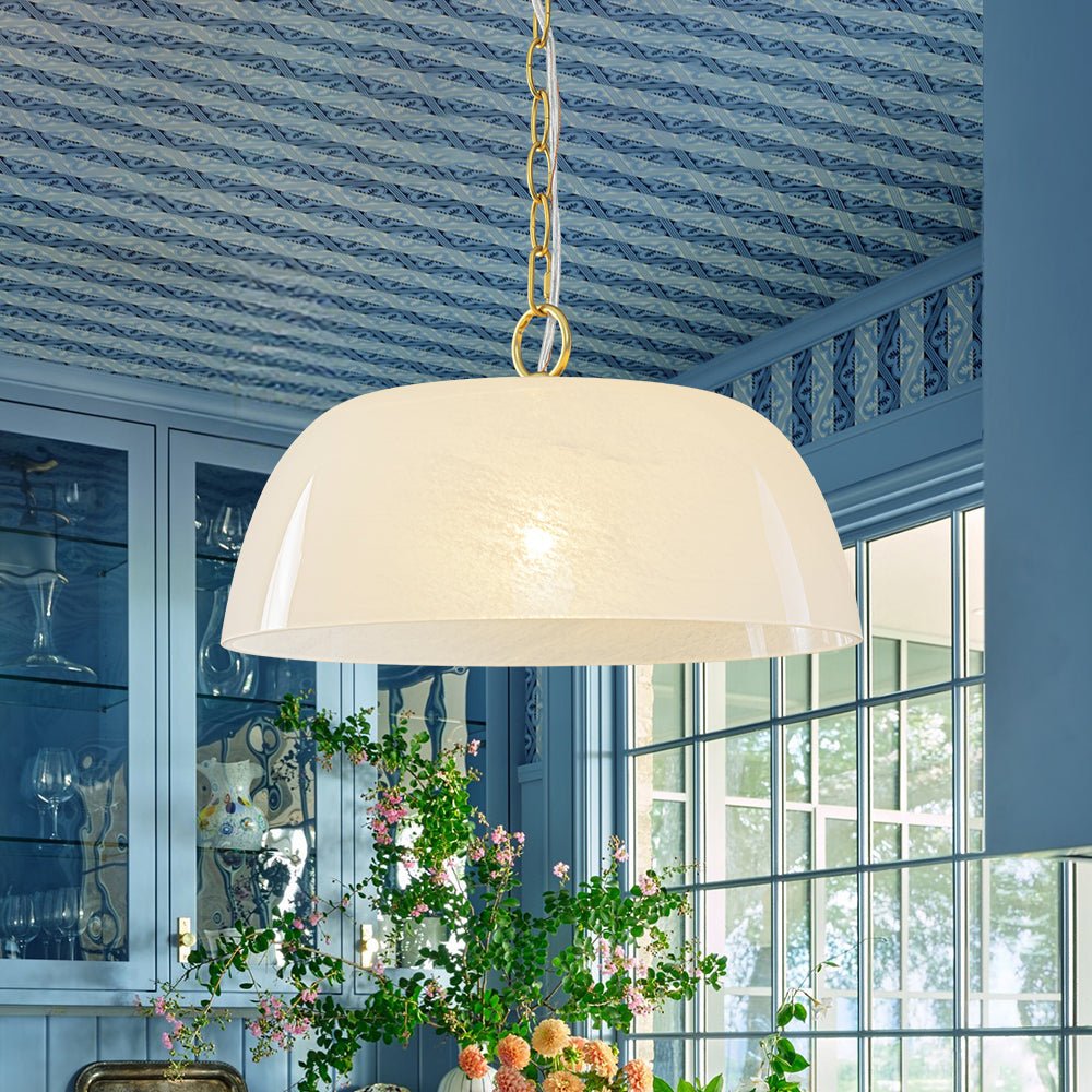 Fljotuvux French Luxe Clouded White Glass Pendant Light