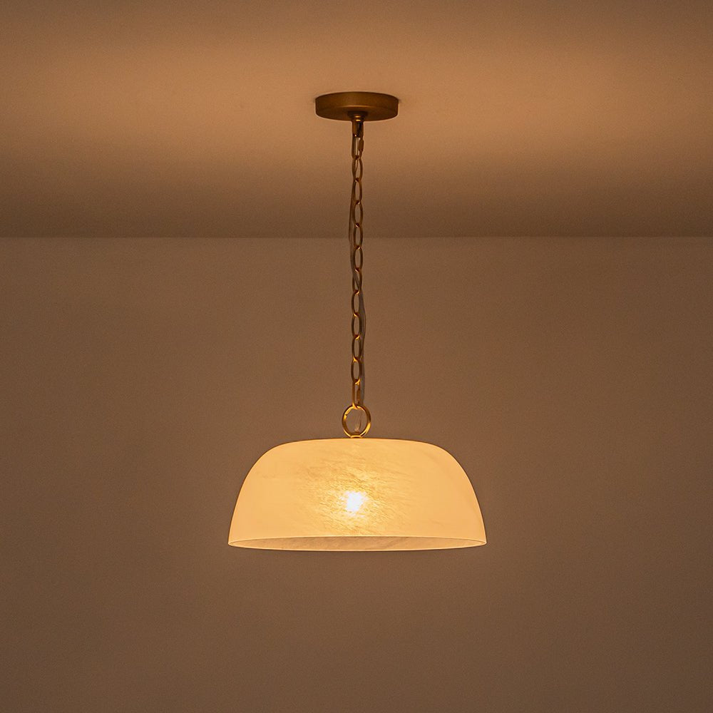 Fljotuvux French Luxe Clouded White Glass Pendant Light